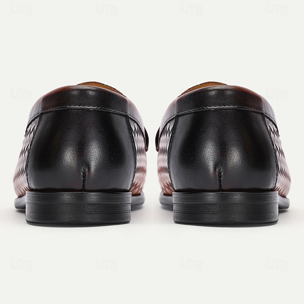 Herren-Loafer aus hochwertigem geflochtenem Rindsleder mit stilvollem Akzent – bequemes, formelles Schuhwerk für Business und besondere Anlässe 2025 - $94.99 –P5