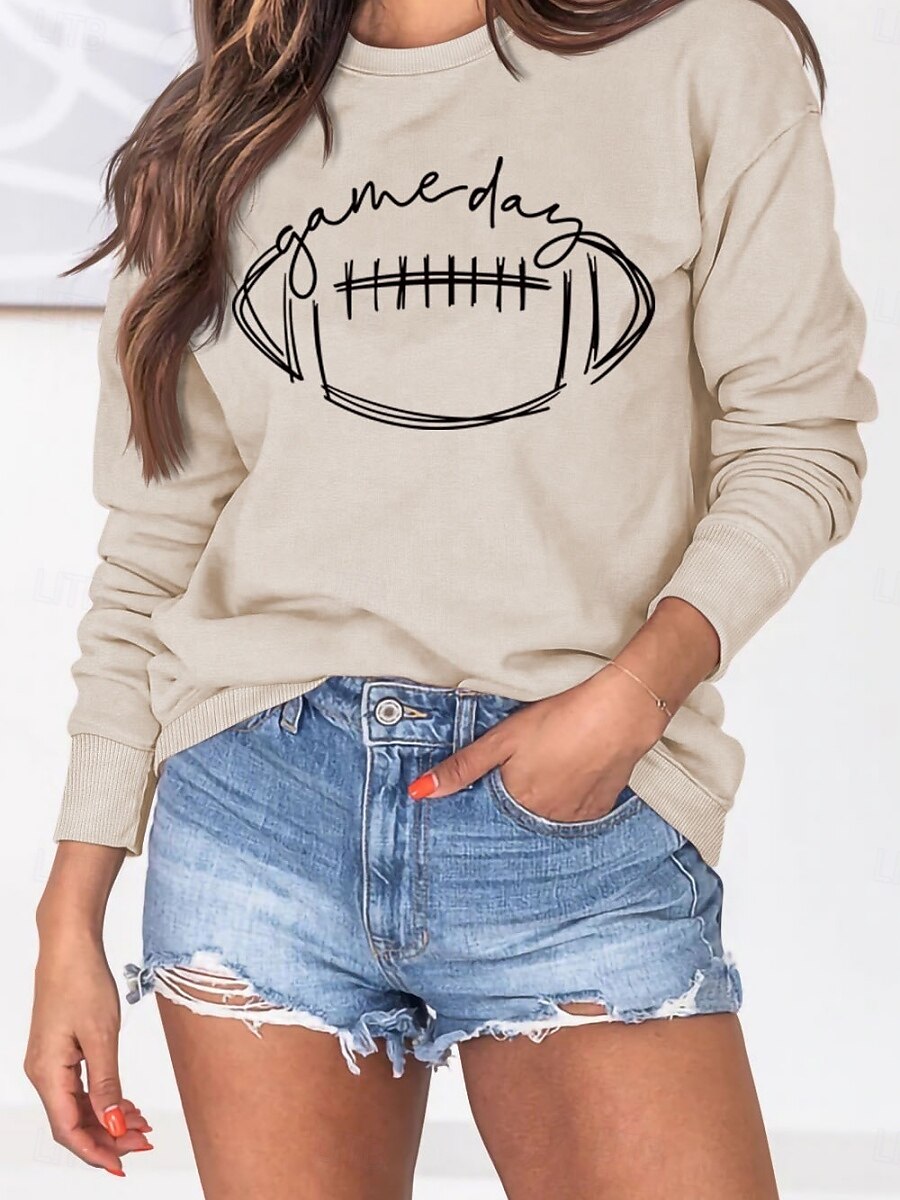 Per donna Pop art Informale Manica lunga Girocollo Top regolari Strada Da giorno Stampa Nero Verde Cachi Autunno Inverno del 2025 a $35.99 –P1