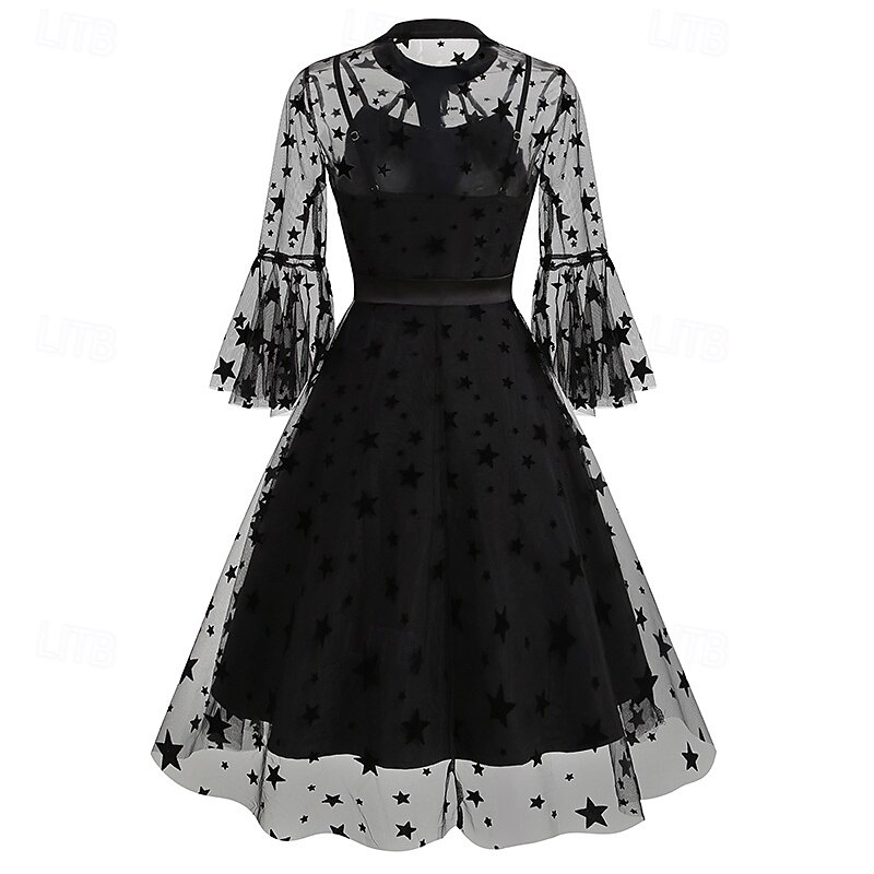 Elegantní Retro 50. léta Šaty Maškarní Výšivka Květiny Dámské Karneval Nový rok Plesová maškaráda Běžné / Denní loučení se svobodou nevěsty Dospělé Šaty 2025 - $48.99 –P18