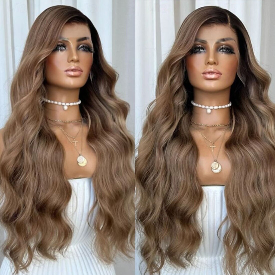 Onverwerkt maagd haar 5x5 Sluiting 4x13 Sluiting Pruik Gratis deel Peruaans haar Golvend Bruin Kastanjebruin Pruik 130% 150% Haardichtheid Ombre-haar Natuurlijke haarlijn lijmloze Pre-geplukt Voor 2025 - $233.69 –P4