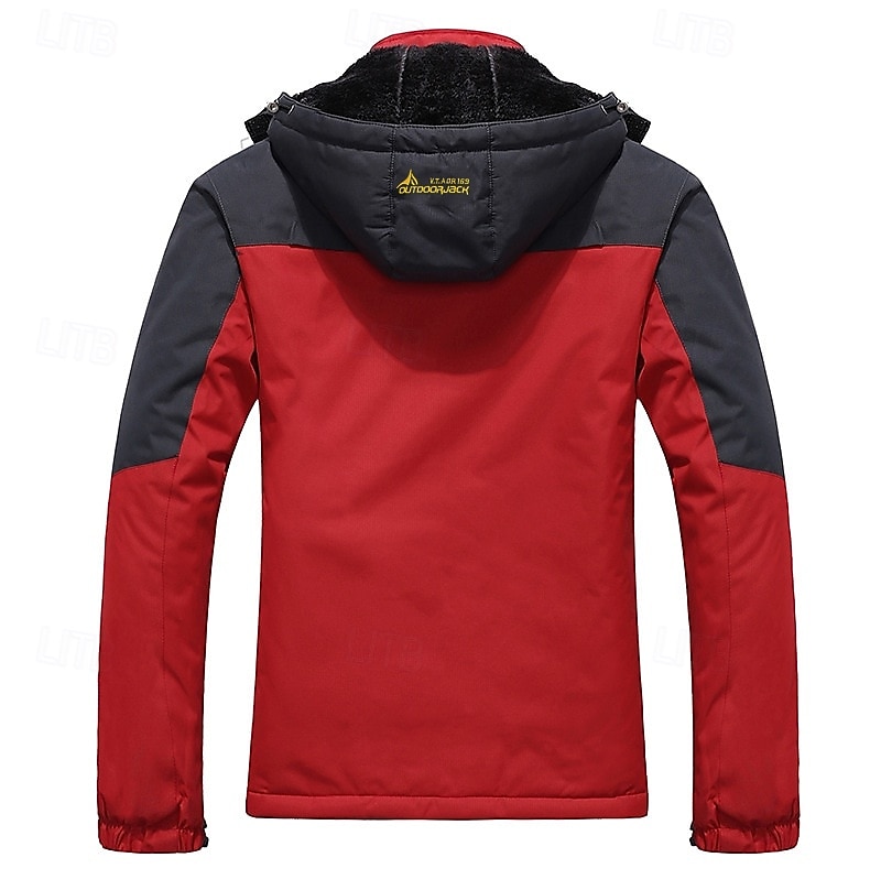 Men's Ski Jacket Gorpcore Softshell Fleece Jacket Waterproof Rain Jacket Winter Outdoor Thermal Warm Windproof Windbreaker Trench Coat Top Outerwear Skiing Camping Hiking Casual Denim Blue Red Green 2025 - $49.99 –P3