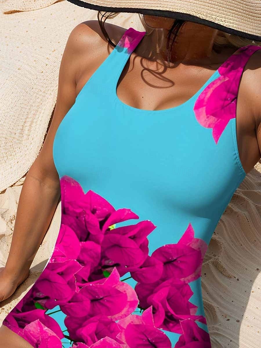 Maillots de bain femmes maillot de bain une pièce monokini sans dos contrôle du ventre taille haute slim vacances plage maillot de bain floral en U sans manches de 2025 ? $26.99 –P3