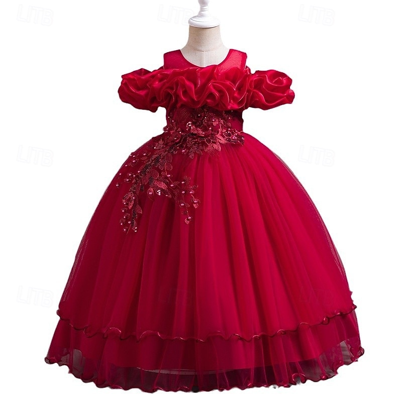 Princess Floor Length Flower Girl Dress Pageant & Performance Cute Prom Dress Chiffon with Bow(s) Tiered Plisse Fit 3-16 Years 2025 - $78.99 –P7