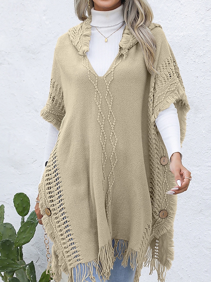 Femme Pullover Décontractées Couleur unie A côtes Col V Patchwork Franges Sans Manches Sans Manches Hauts longs Tricoter Extérieur Rendez-vous Noir Vert Printemps Automne de 2025 ? $28.99 –P8