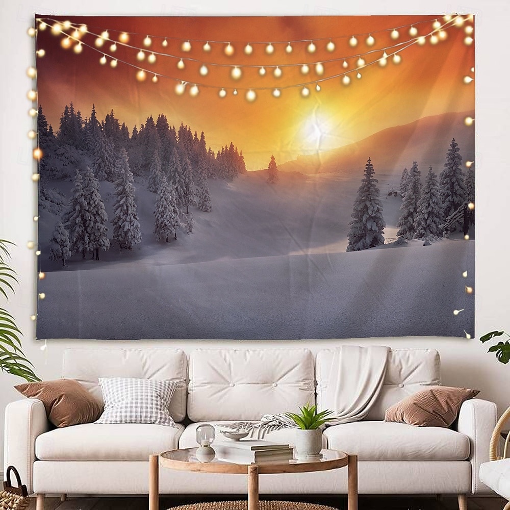 Tapiz colgante de pared con diseño de país de las maravillas invernal, tapiz grande, decoración mural, fotografía, telón de fondo, manta, cortina, decoración del hogar, dormitorio, sala de estar, 2026 - $20.99 –P5
