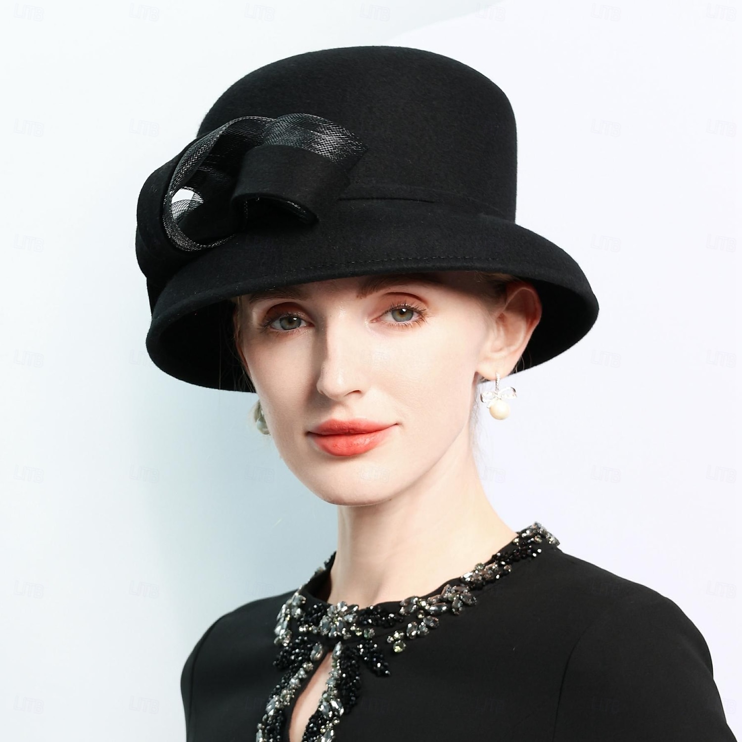 hatter 100% ull bowler / cloche lue bøtte lue bryllup teselskap elegant bryllup med bowknot skjøting hodeplagg hodeplagg 2025 - $74.99 –P9
