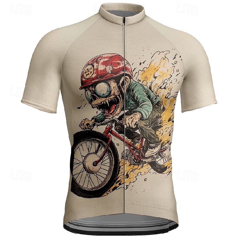 Herr Cykeltröja Grafisk Kortärmad Cykel T-shirt Tröja med 3 bakfickor Bergscykling Snabb tork Anatomisk design Uppsugande Andningsfunktion sporter Svart Kaki Kläder 2025 - $25.99 –P17