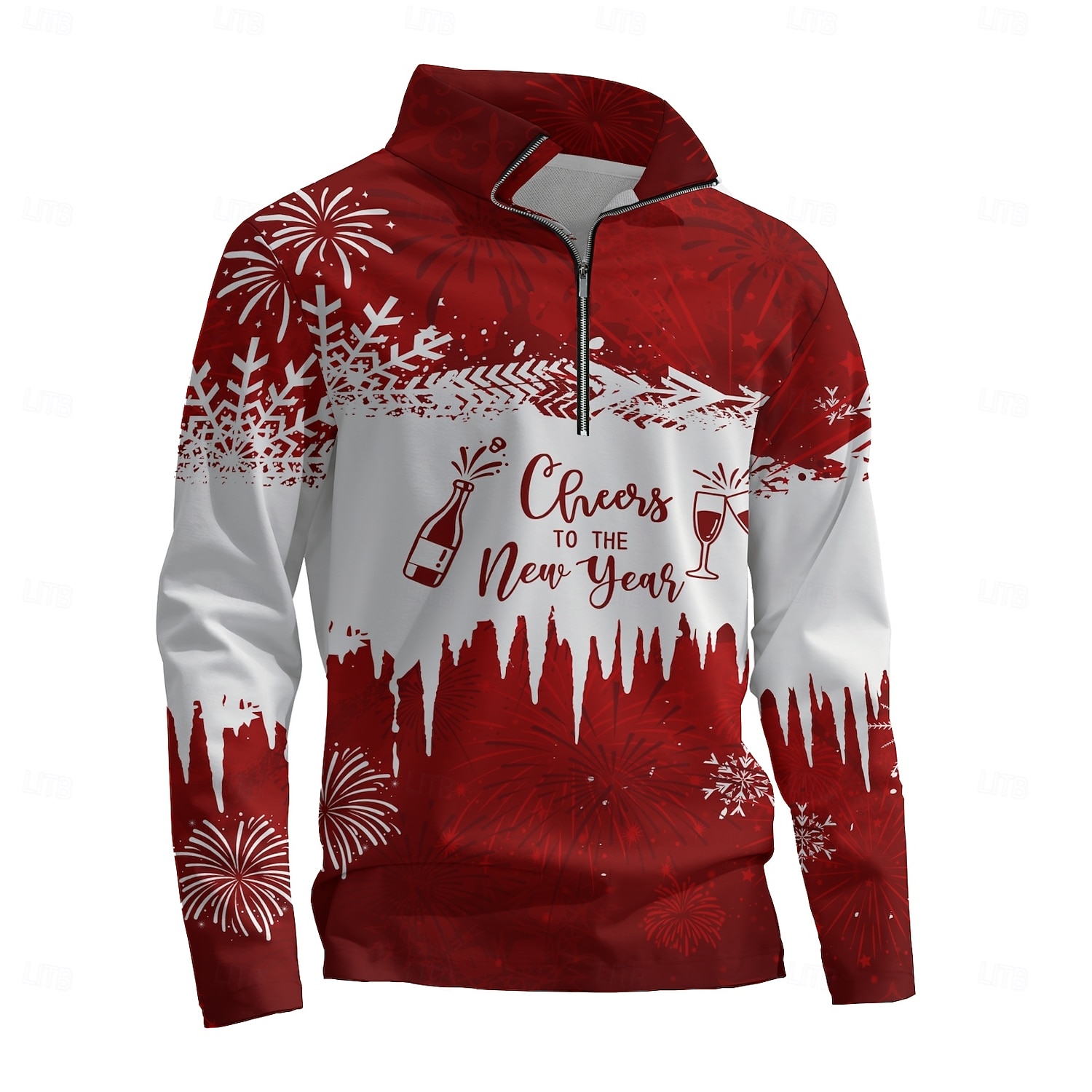 New Year Christmas Men's Sweatshirt Long Sleeve Vacation Going out Streetwear Light Yellow Dark Yellow Light Blue Gray&White Red2 Print Spring &  Fall Designer S M L XL XXL 3XL 2025 - $34.99 –P9