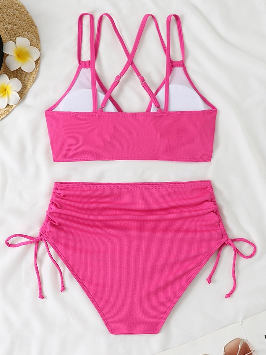 Femme Maillots de Bain Bikinis Slip Brésilien Maillot de bain Dos Nu Patchwork Sexy Couleur unie Col V Sans Manches Maillots de bain de 2025 ? $24.99 –P4