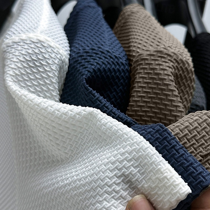 Men's Waffle Tee Cool Shirt Tee Top Short Sleeve Crew Neck Summer Striped Vintage Fashion Crewneck Work Office / Career Casual Black White Navy Blue Top Tee for Men 2026 - $13.49 –P5