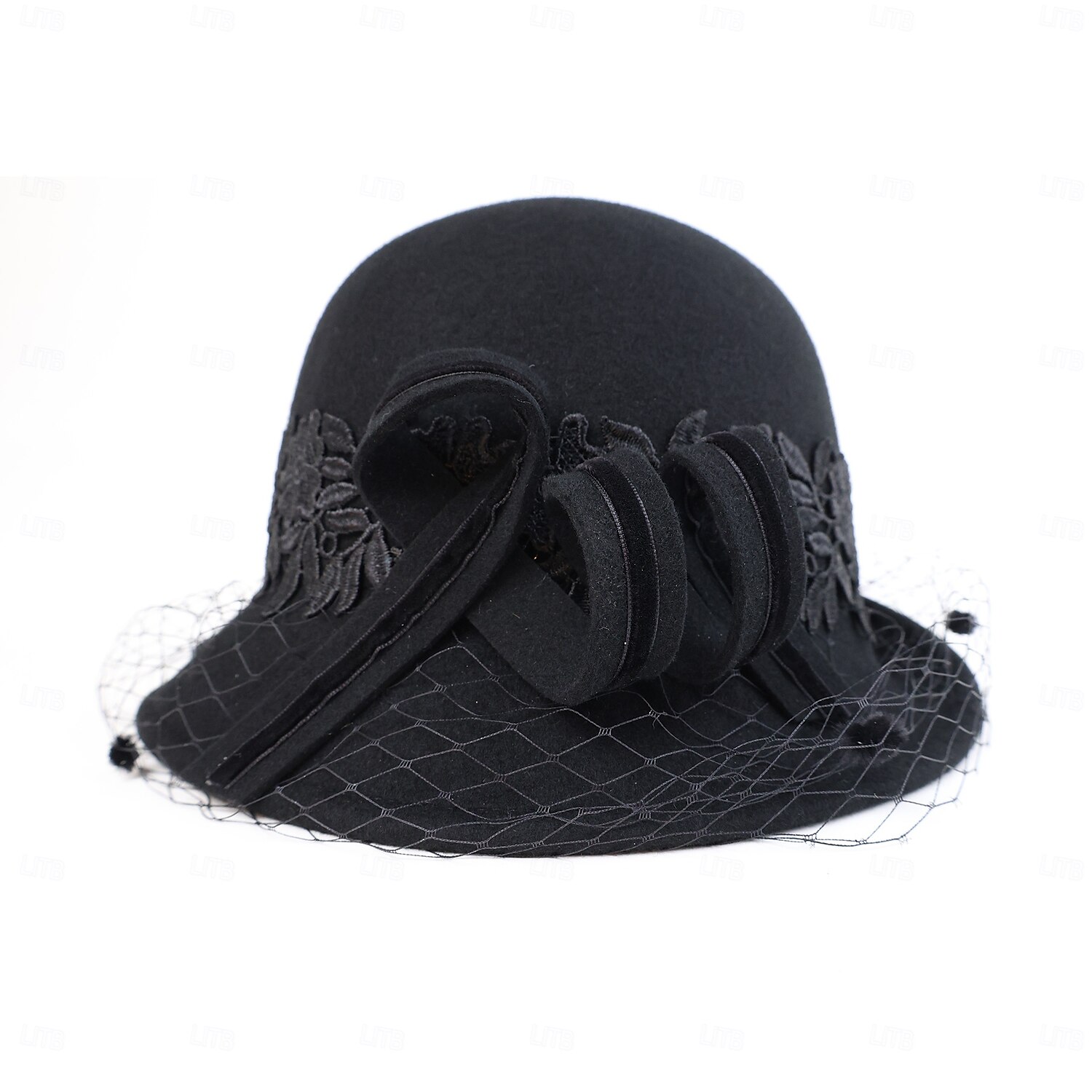 kalapok 100% gyapjú tányér / cloche kalap vödör sapka cilinder tea party elegáns esküvő csipke szalagokkal fejdísz fejfedő 2025 - $43.99 –P17