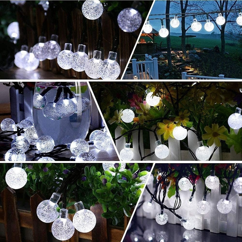 Luzes de corda solares de 7 m, 50 LEDs, el 5 mm, branco quente/branco frio/azul, luzes de festa de fim de ano movidas a energia solar com suporte de montagem para natal, casamentos e eventos ao ar de 2025 por $20.99 –P17