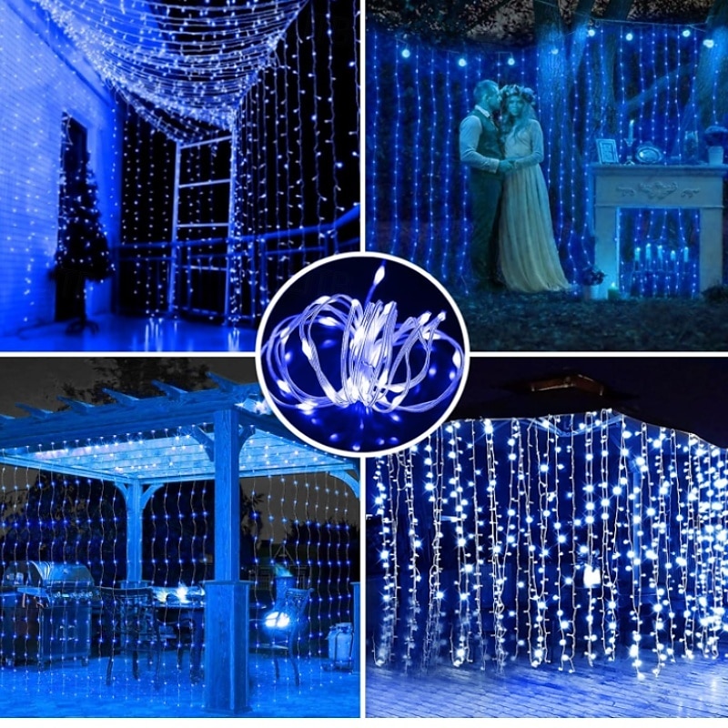 luci a stringa da 3 m alimentate ad energia solare 300 LED con telecomando a 13 tasti bianco caldo bianco freddo blu luci natalizie per interni festa matrimonio 1 pz del 2025 a $32.99 –P1