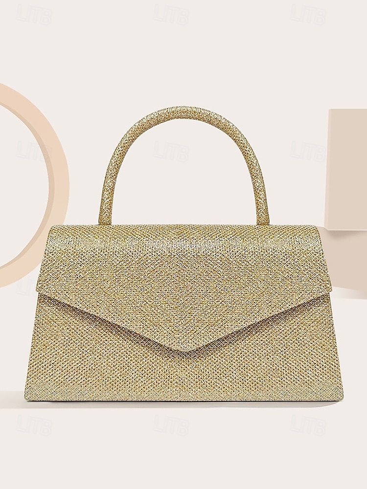 Dames Koppeling Avondtasje Schoudertassen Klep tas Polyesteri Feest Bruiloft Ketting Grote capaciteit Multi-dragen Effen Kleur Zilver Zwart Lichtbruin 2025 - $24.99 –P12
