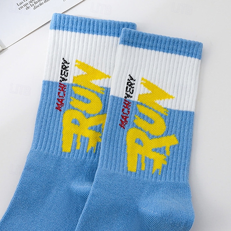 בגדי ריקוד גברים 5 זוגות רב חבילות גרביים גרבי צוות גרביים לריצה גרביים ליומיום שחור לבן צבע קולור בלוק אותיות חופשה ספורט וחוץ יומי בסיסי בינוני אביב סתיו אופנתי יום יומי 2026 - $15.49 –P13