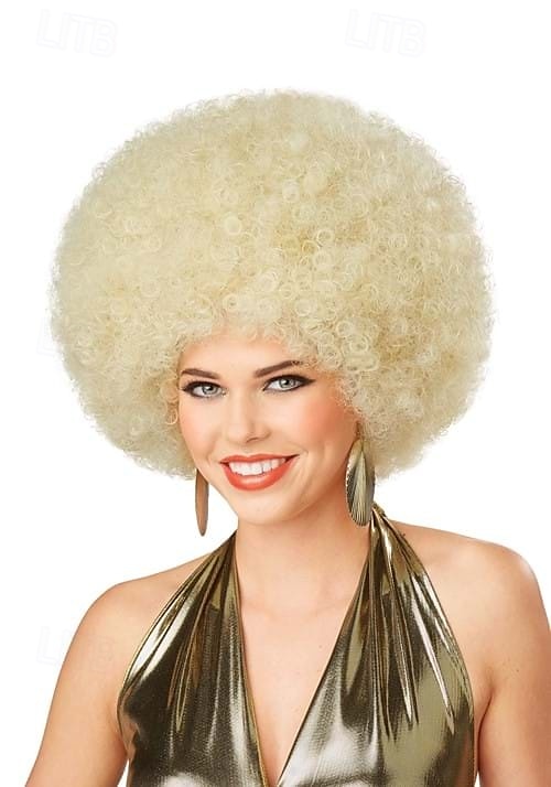 parrucca afro bionda deluxe per adulti per carnevale del 2025 a $27.99 –P1