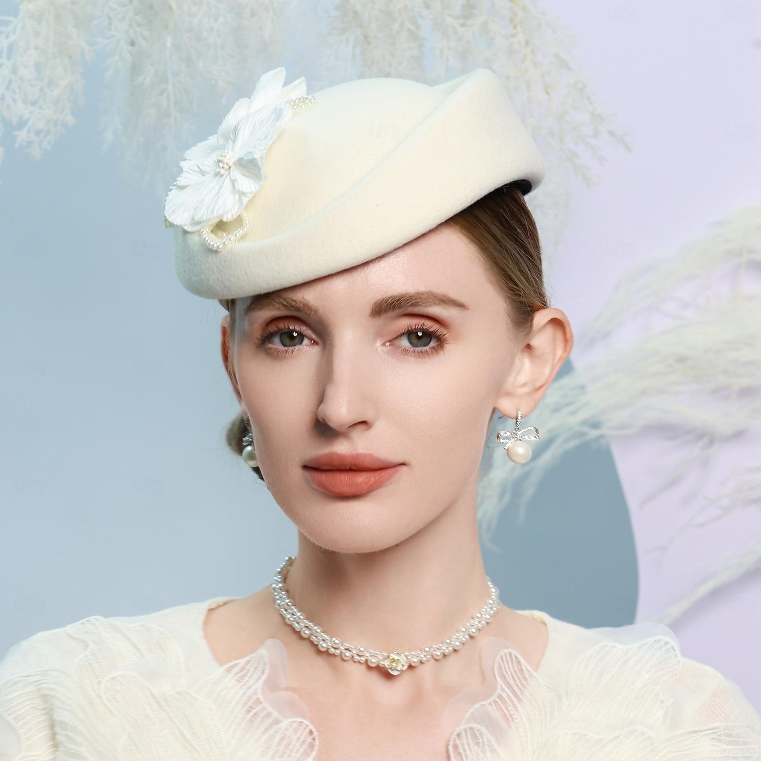 hoed 100% Wol Damesbaret Bruiloft Teaparty Elegant Bruiloft Met Nep Parel Bloemen Helm Hoofddeksels 2026 - $45.99 –P1