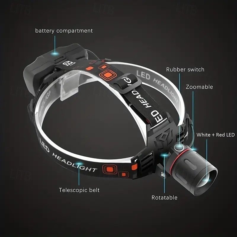 2-in-1 USB Rechargeable Red & White Light Headlamp Tactical Hunting Head Lights for Hunting & Camping 2025 - €23.99 –P8