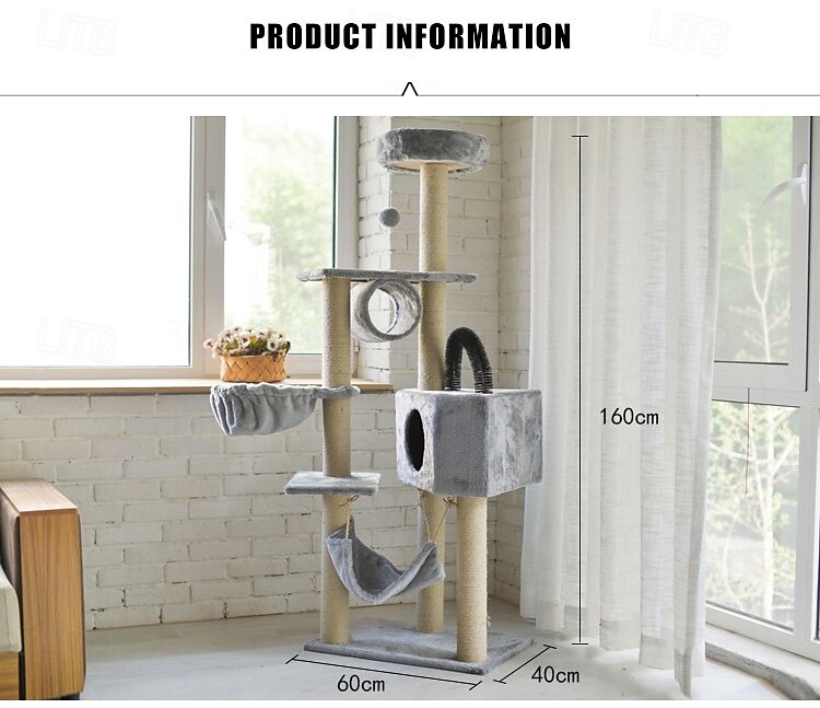 Cat Cat Tree Cat Tower Solid Colored Classic Durable Easy to Install Casual / Daily Safety Special Material for Large Cats 2025 - $334.79 –P4