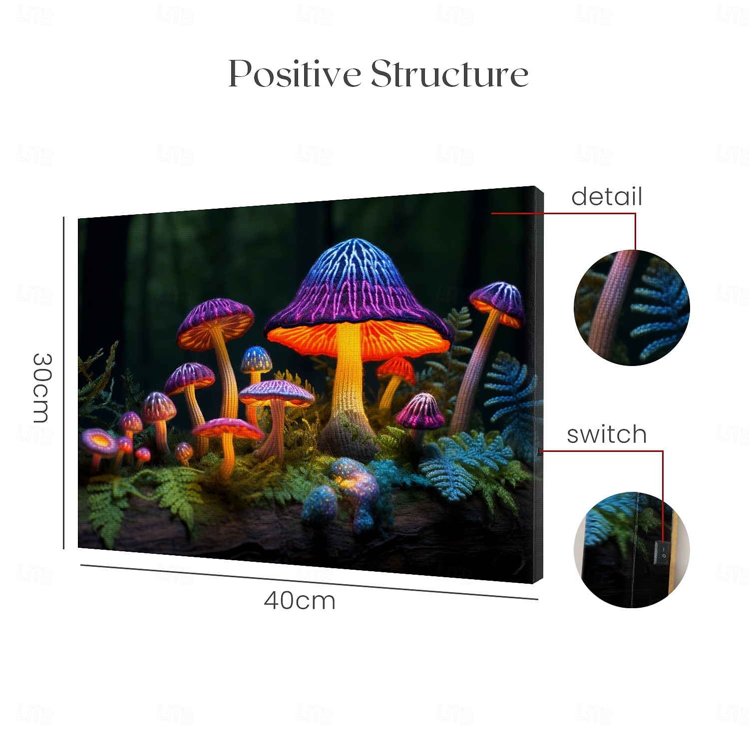 Mushrooms Forest LED Canvas Wall Art LED Lighted Up Wall Decor 2AA Battery Operated Lighted Canvas Print LED Light Kitchen Bedroom or Home Decor 2025 - $50.99 –P5