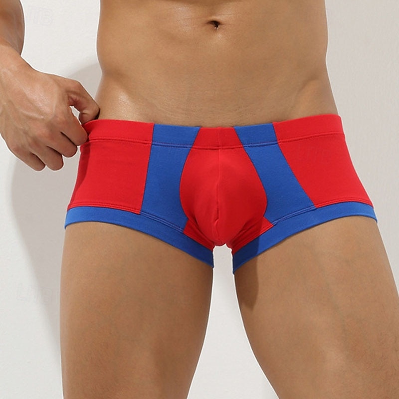 Men's 1 PCS Boxers Underwear Boxer Shorts Patchwork Spandex Breathable Soft Comfortable Color Block Letter & Number Mid Rise Black Red 2025 - $8.99 –P18