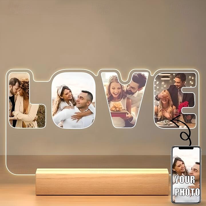 Personalized Light Up Photo Frame Valentines LOVE Custom Acrylic Night Light USB Powered Perfect for Valentine's Day Wedding Anniversary Lovers Birthday Boyfriends and Girlfriends Gifts 2025 - $15.49 –P2