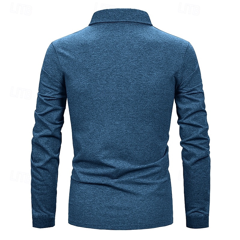 Herren Golfhemd Golf Poloshirts Arbeit Casual Kargen Langarm Basic Modern Farbblock Patchwork Knopf Frühling & Herbst Regular Fit Königliches Blau Blau Dunkelgrau Khaki Hellgrau Hellblau Golfhemd 2025 - $25.99 –P18