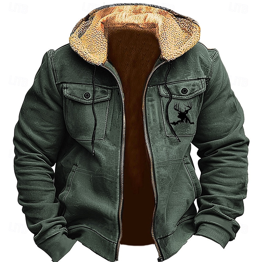 Homme Cerf Toison Sweats à Capuche Sweat à capuche Sweat à capuche Capuche Mode 3D effet Vacances Chasse Marron Vert Zippé Poche Automne Hiver Designer de 2025 ? $42.99 –P5
