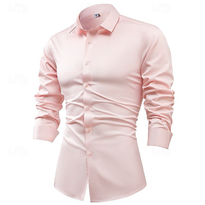 Miesten Paita Pukupaita Button Up paita Tavallinen Häät Juhla Musta Valkoinen Vaalean vihreä Vaaleanpunainen Pitkähihainen Kauluskäänne 봄 & Syksy Vaatetus 2025 - $28.99 –P11