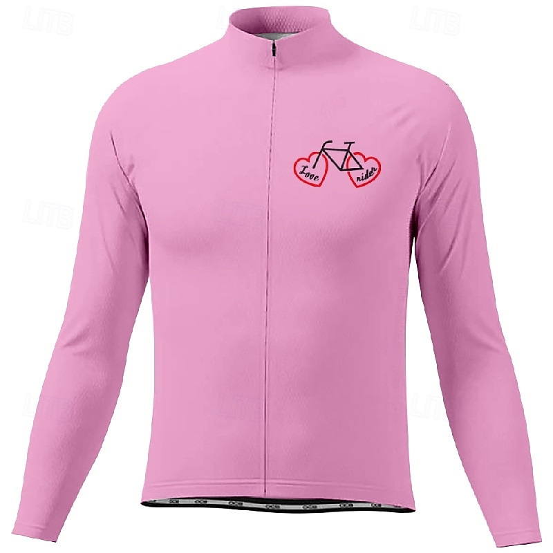 Herr Cykeltröja Grafisk Bokstav & Nummer Långärmad Cykel T-shirt Tröja med 3 bakfickor Bergscykling Snabb tork Anatomisk design Uppsugande Andningsfunktion sporter Mörkrosa Vit Rosa Kläder 2025 - $28.99 –P13