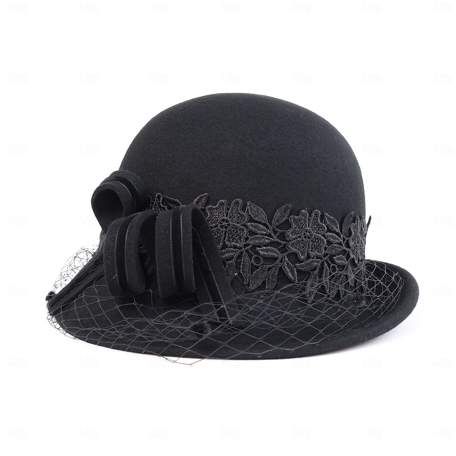 kalapok 100% gyapjú tányér / cloche kalap vödör sapka cilinder tea party elegáns esküvő csipke szalagokkal fejdísz fejfedő 2025 - $43.99 –P19
