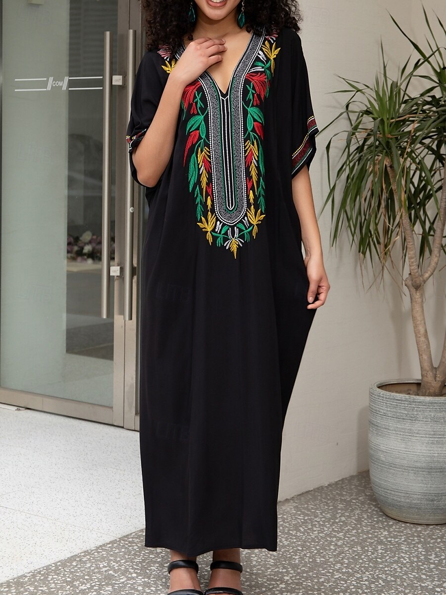 Femme Robe Maxi Robe casual robe boheme Décontractées Vacances du quotidien Standard Floral Demi Manches Col V Rouge Bleu Dorée Eté Printemps Automne de 2025 ? $41.99 –P8