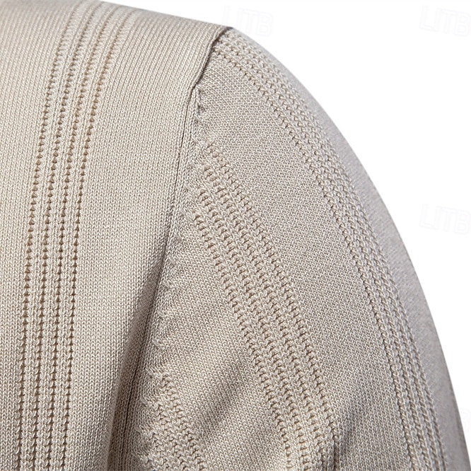 Men's Business Casual Lapel Button Short Sleeve Vintage Fashion Solid Color Vertical Stripes Buttons All Seasons Black Bronze Light Grey Beige 2025 - $26.99 –P10
