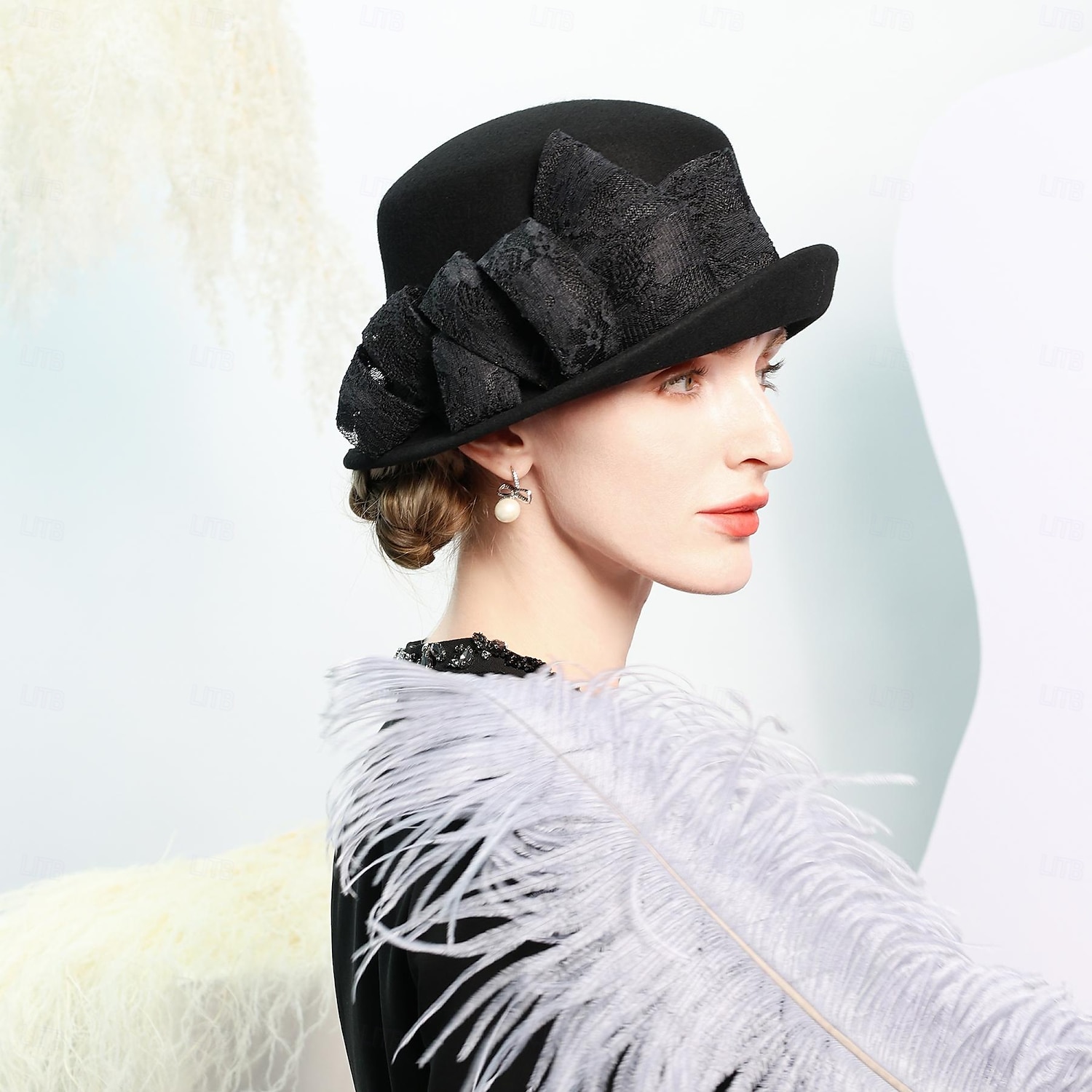 kalapok 100% gyapjú tányér / cloche sapka esküvői tea party elegáns esküvő csípős fejfedővel 2025 - $46.99 –P7