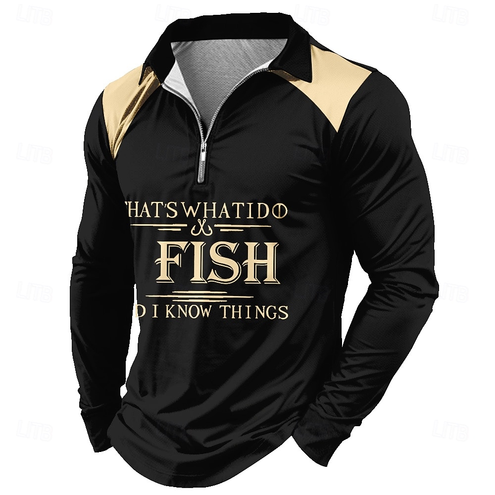 Herren Viertel-Reißverschluss Langarm Angler Grafikoberteil - DAS IST WAS ICH MACHE  FISCH ICH WEISS DINGE 2026 - $25.99 –P3