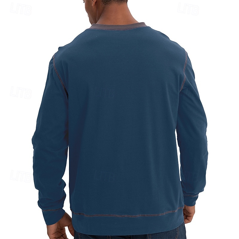 Herr T-shirt T-shirts T-tröja Långärmad tröja Långärmad V-hals Vår & Höst Lappverk Mode Designer Grundläggande Lappverk Semester Gata Utekväll Svart Vin Kungsblå Topp t-shirt för män 2025 - $27.99 –P14