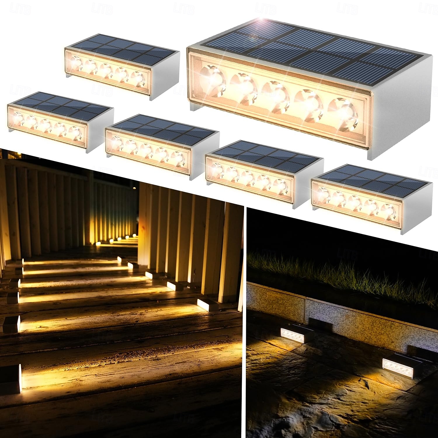 kültéri vízálló napelemes fali lámpa - meleg fehér-fehér fény 5 led erkély, lépcső, terasz, veranda és kerítés világításhoz 1db 2025 - $14.99 –P1