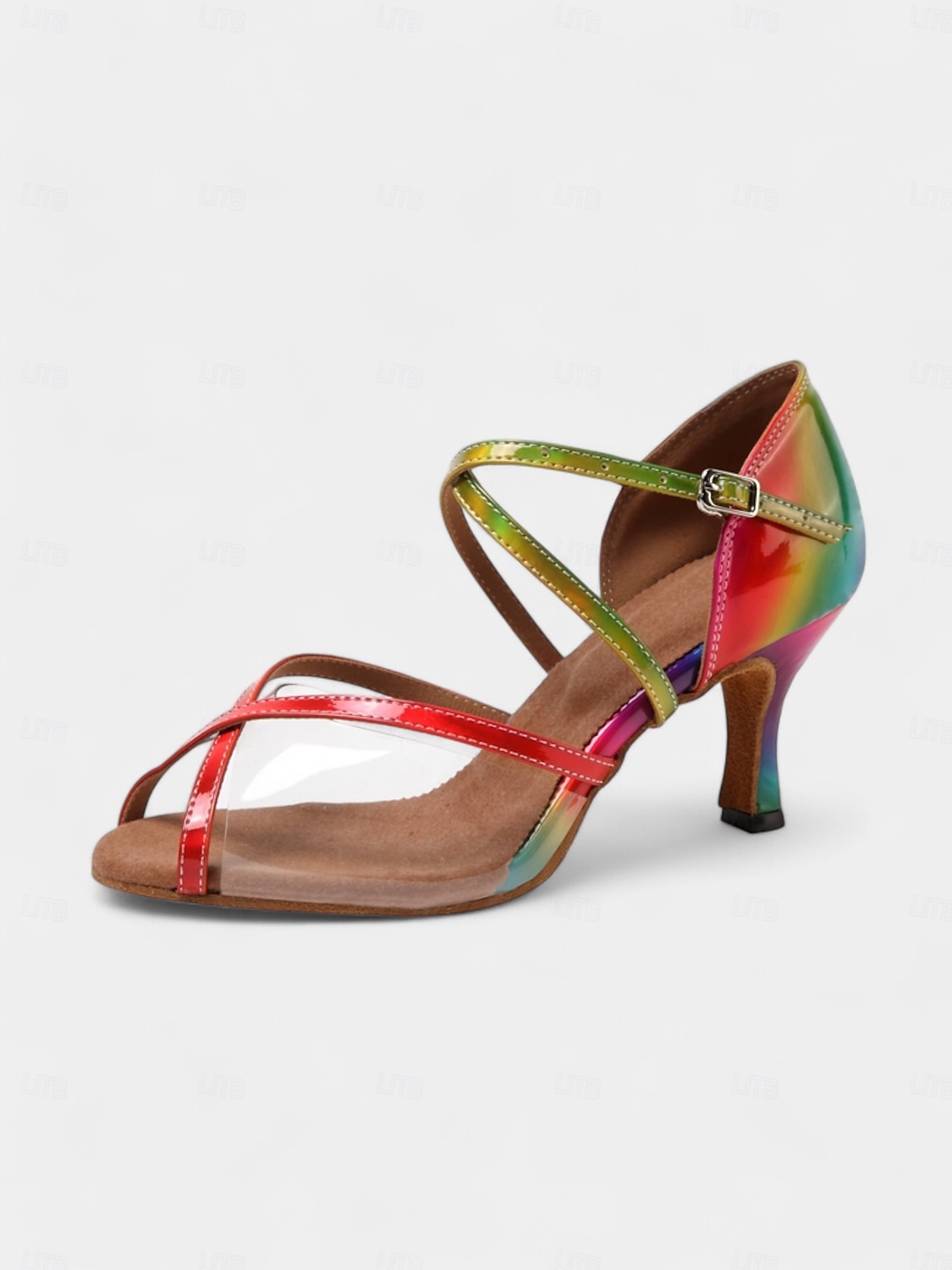 sapatos de dança latina coloridos e vibrantes para mulheres com sola de camurça macia e tira transparente | perfeitos para prática e apresentações de 2025 por $46.99 –P1