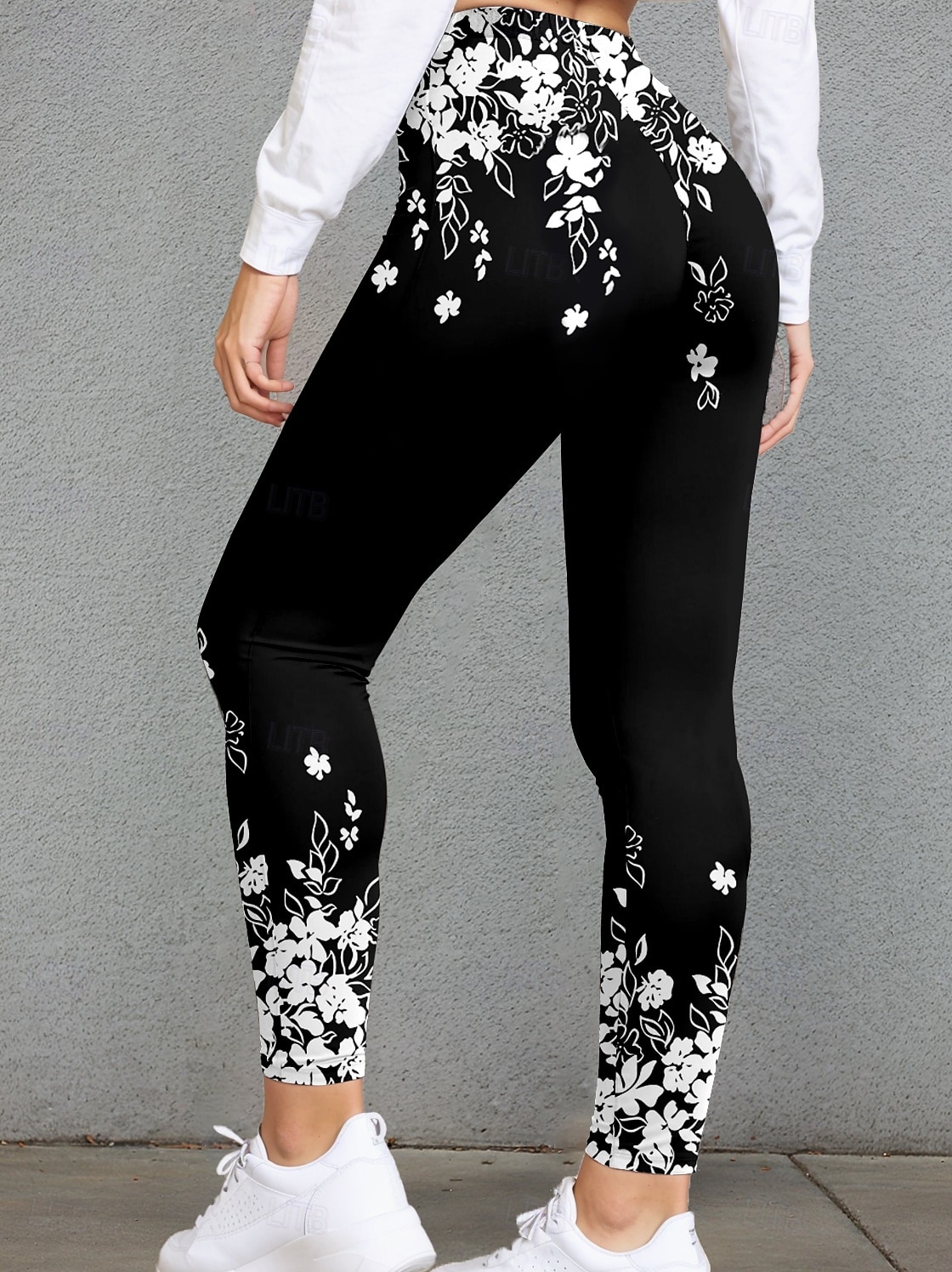 Damleggings Byxor Mode Streetwear Hela längden Hög midja Blomstertryck Termisk Varm Andningsbar Mjuk Mikroleastisk Utomhus Daglig Svart Höst Vinter Regular Fit 2025 - $19.99 –P2