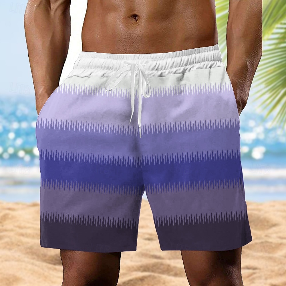 Férfi Színes Színátmenet színe Izzadt nadrág Strand rövidnadrág Terry Shorts Közepes csípő Szüret Alkalmi Napi Szabadság Utcai öltözék Zsinór Rugalmas derék 3D nyomtatás Tervező Ruházat 2025 - $19.99 –P5