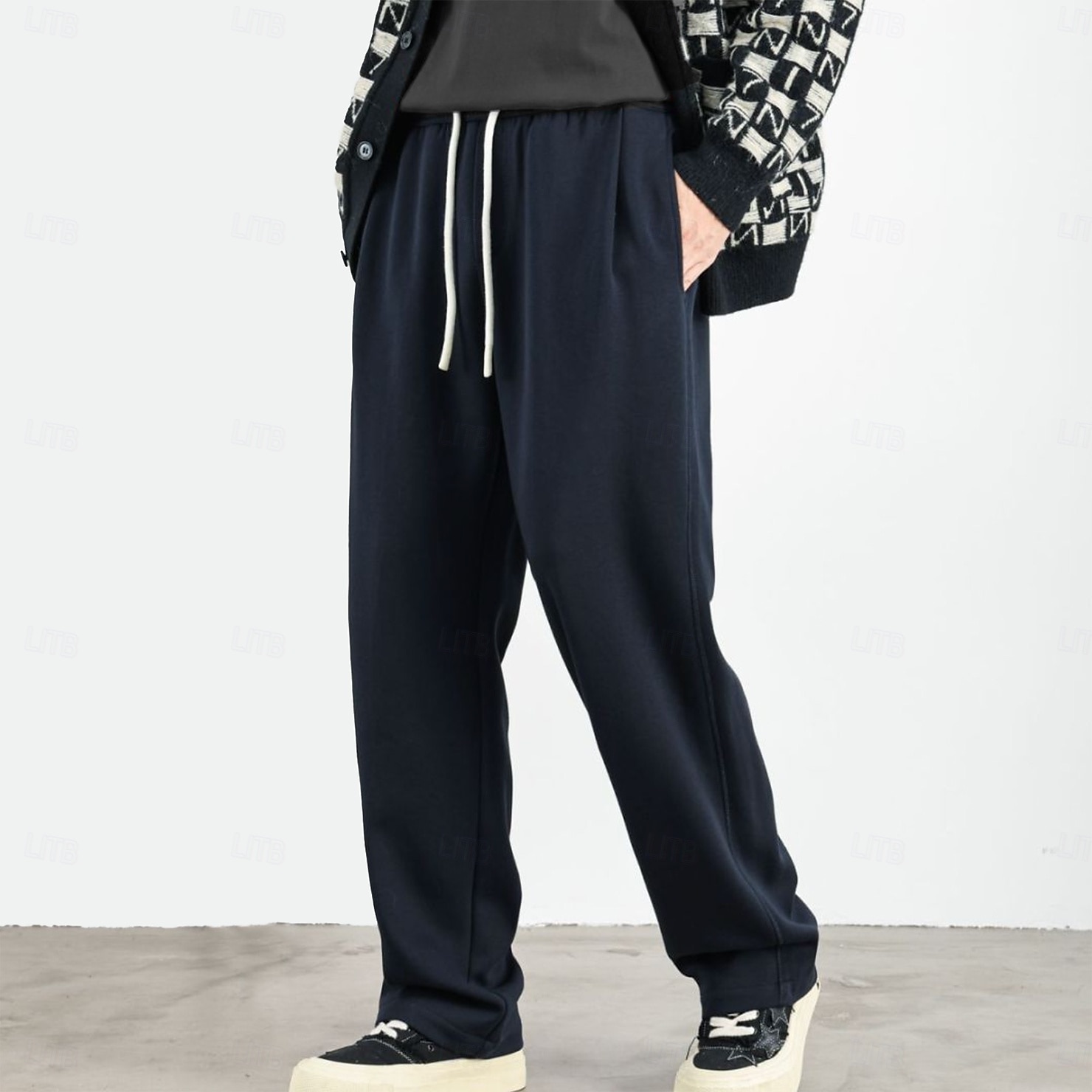 Herre Atletisk bukser Aktive bukser Aktiv Joggere Helfarge Full lengde utendørs Feriereise Hjem Sport Mote Navyblå Beige Mikroelastisk 2025 - $26.99 –P8