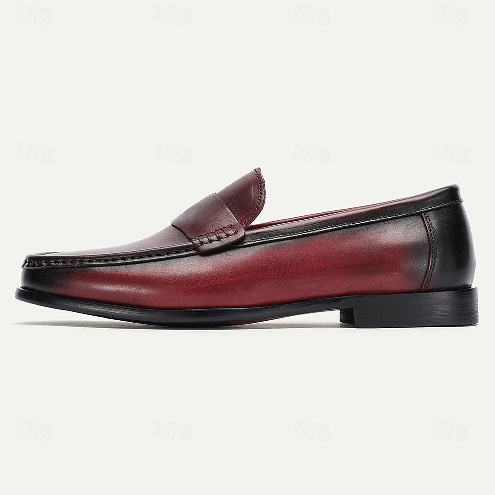 mocassini da uomo in pelle bovina di prima qualità con finitura liscia: calzature formali eleganti per lavoro e occasioni speciali del 2025 a $94.99 –P3
