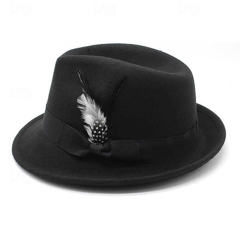 Men's Kentucky Derby Hat Sun Hat Cowboy Hat Fedora Trilby Hat Black Red Woolen Vintage Style Fashion 18th Century State of Texas Daily Theme Party Solid / Plain Color Sunscreen Cosplay 2025 - $10.99 –P7