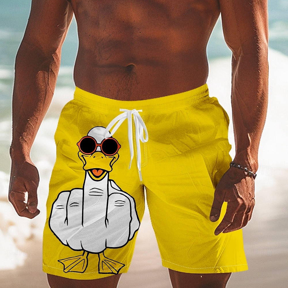 Férfi Állat Kacsa Vicces gesztusok Úszónadrág Deszkás short Rövidnadrágok Közepes csípő Utcai sikk Hawaii Hétköznapi Napi Szabadság Zseb Zsinór Rugalmas derék Tervező Ruházat 2025 - $19.99 –P2