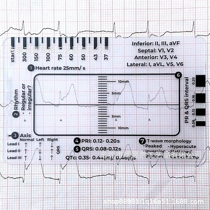 ECG 7 Step Ruler, ECG Ruler Plastic Ruler Measuring Tool, ECG 7 Step Ruler for ECG/EKG Interpretation, Transparent EKG Calipers Measuring Tool, Follow a 7 Step Plan 2025 - $6.99 –P1