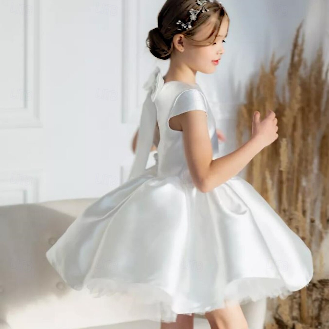 kinderkleidung Mädchen Blumenmädchen Kleid Kleid für die Erstkommunion Party Kleid Feste Farbe Ärmellos Leistung Hochzeit Party Gitter Prinzessin Süß Gitter Mitte der Wade Etuikleid Tüll-Kleid Sommer 2025 - $79.99 –P1