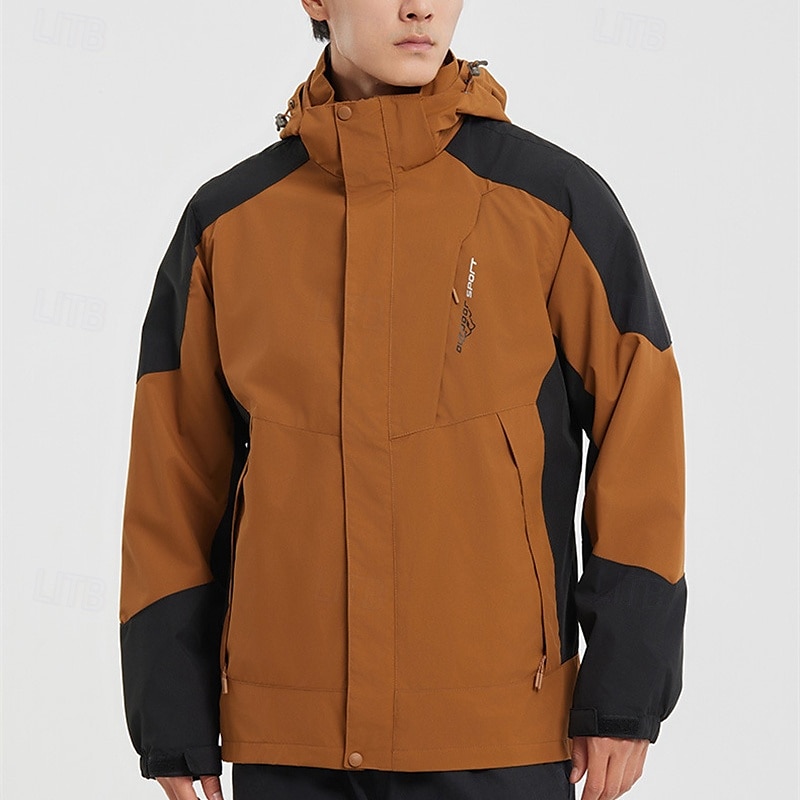 Herren Soft Shell Jacke Wanderjacke Winter Draussen Patchwork warm Fleece-Futter Windundurchlässig Wasserdicht 3-in-1-Jacke Winterjacken Windbreaker-Jacke Reisen Dunkelgrau Schwarz Elfenbein Gelb Rot 2025 - $84.99 –P10