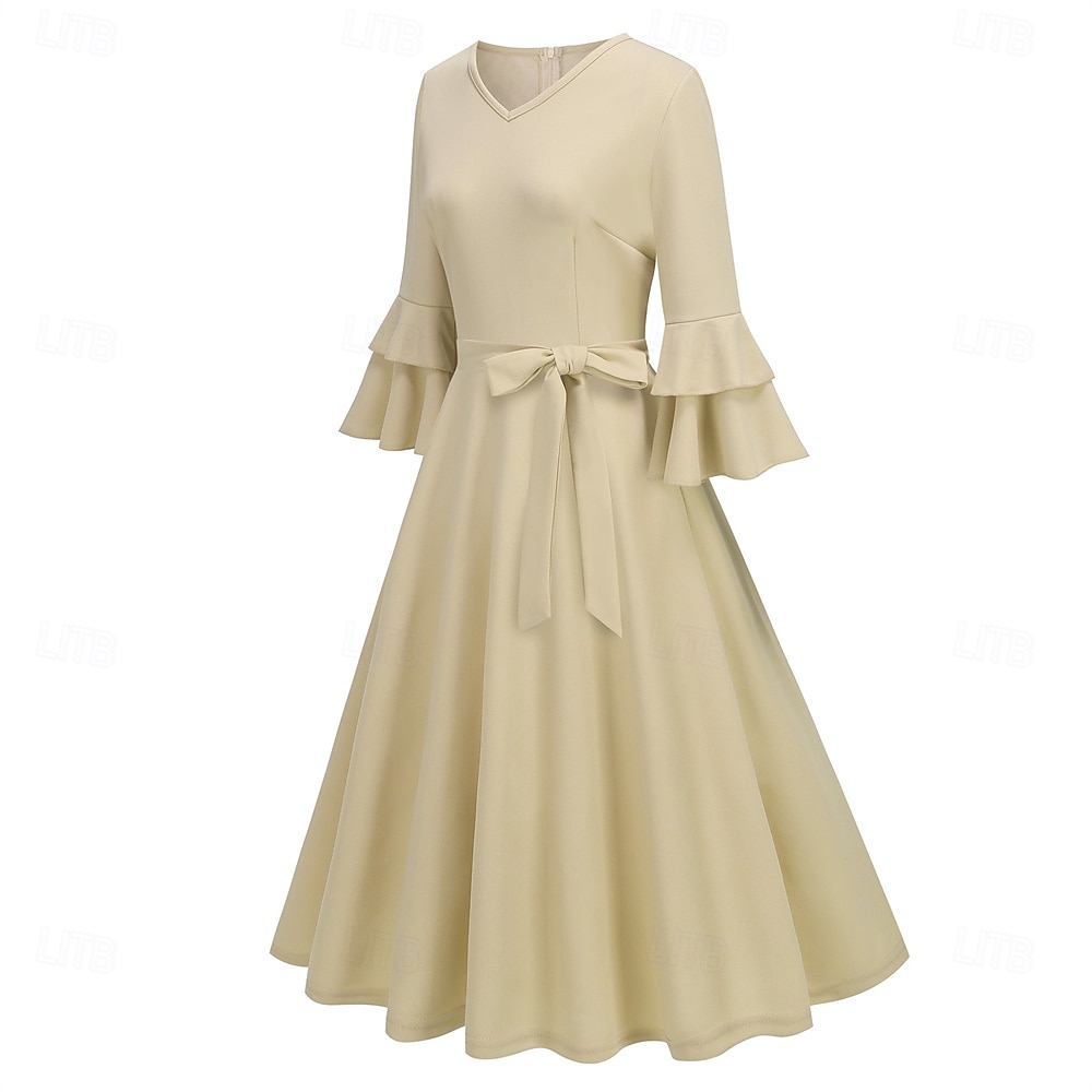 Retro Vintage 1950s Cocktail Dress Dress Flare Dress Solid Color Fancy Dress  Women's Masquerade Event / Party Bachelorette Party Festival Adults' Dress  Homecoming Dresses 2026 - $34.99