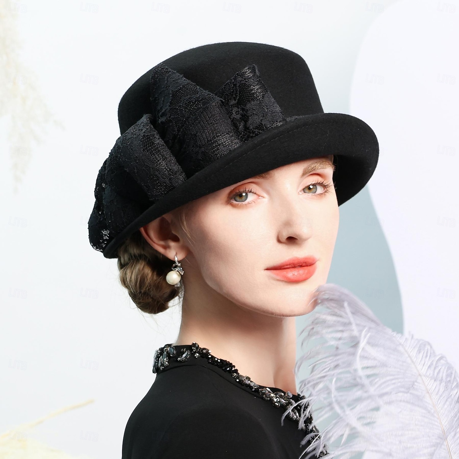 kalapok 100% gyapjú tányér / cloche sapka esküvői tea party elegáns esküvő csípős fejfedővel 2025 - $46.99 –P14