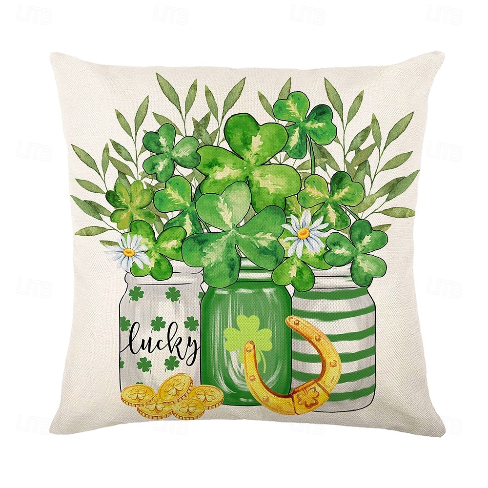 dekorativa slängkuddar fodral saint patrick's day 1 st shamrock mjukt fyrkantigt kuddfodral örngott för sovrum vardagsrum soffa soffstol 2025 - $12.99 –P9